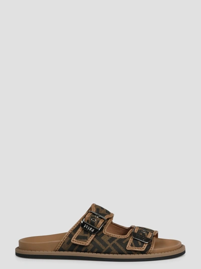 Fendi Feel Sandals In Brown