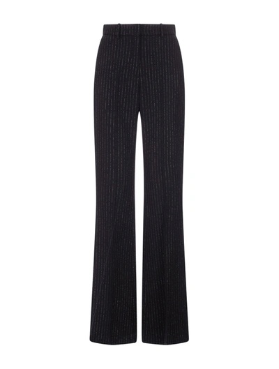 Balmain Black Lurex Striped Flare Trousers In Ead Noir Or