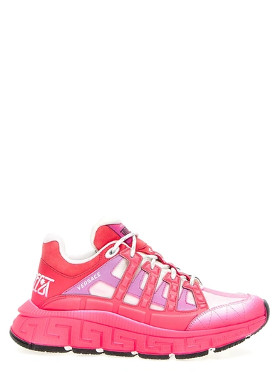 Versace Leather Trainers In Fuchsia