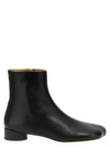 Mm6 Maison Margiela Logo Embroidered Block Heel Ankle Boots In Black