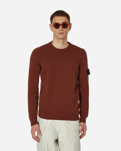 Stone Island Wool Crewneck Jumper Maroon In Red