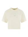 Off-white Embroidered Mini Arrow Fitted Tee In Beige Black