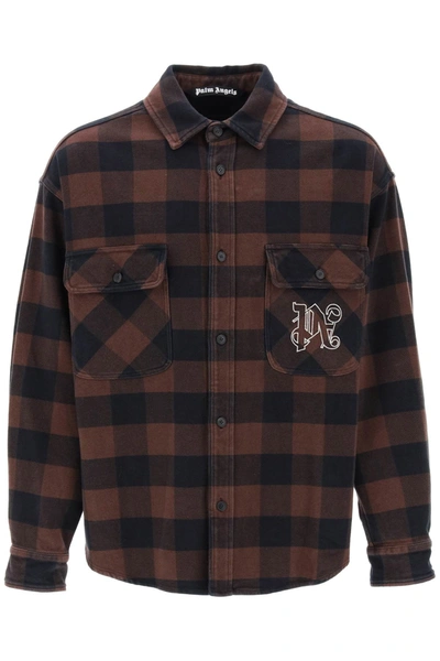 Palm Angels Flannel Overshirt With Check Motif In Mixed Colours
