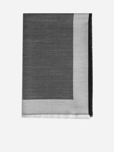 Givenchy Logo Silk And Wool Shawl In Charcoal