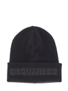 Dsquared2 Black Beanie With Logo In Nero Nero