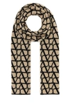 Valentino Logo Scarf In Beiner