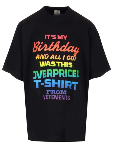 Vetements Overpriced Birthday T-shirt In Black