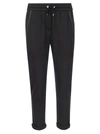 Brunello Cucinelli Cotton-silk Fleece Trousers With Shiny Pocket In Nero/feather