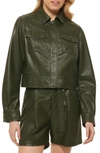 Dkny Faux Leather Trucker Jacket In Cadet Green