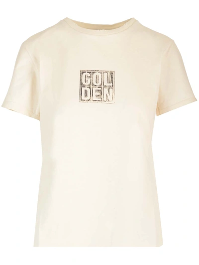 Golden Goose Deluxe Brand Logo Printed Crewneck T In Bianco