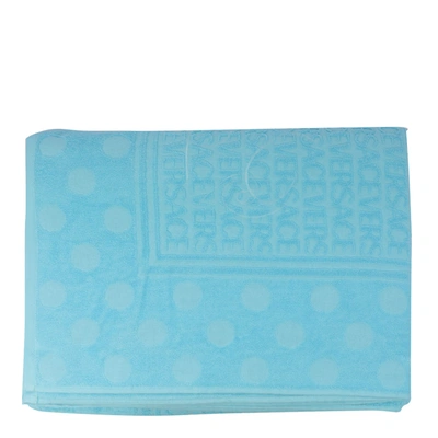 Versace Allover Polka Dot Bath Towel In Blue