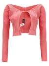 Jacquemus Pink Le Raphia 'la Maille Pralu Longue' Cardigan In Pink