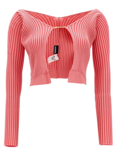 Jacquemus Cardigan Le Maille Pralu In Neon Pink
