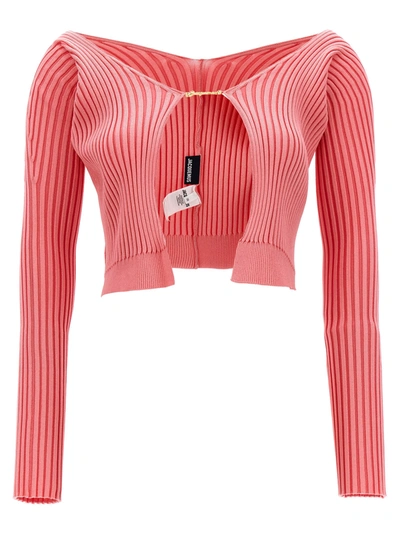Jacquemus Pink Le Raphia 'la Maille Pralu Longue' Cardigan