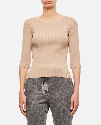 Fendi Cotton Sweater In Beige