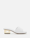 Fendi Cutout Metal Block-heel Padded Leather Sandals In White