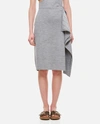 Fendi Wool Blend Skirt With Asymmetric Hem And Elasticated Waistband In Grey