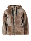 BRUNELLO CUCINELLI BRUNELLO CUCINELLI REVERSIBLE SOFT SHEARLING JACKET WITH HOOD AND ZIP CLOSURE EMBELLISHED WITH ROWS 