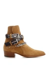 Amiri Chain-embellished Buckled Suede Ankle Boots In Brown