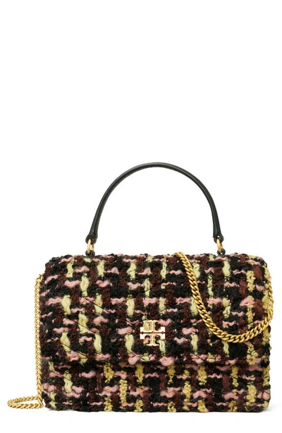 Tory Burch Mini Kira Tweed Wool Blend Top Handle Wallet On A Chain In Neutral