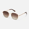 Quay Big Time 54mm Gradient Round Sunglasses In Gold,chocolate Paprika