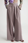 Dries Van Noten Pamplona Pleated Wide Leg Trousers In Parma 499