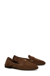 Tory Burch Round-toe Suede Ballet Loafers In Brown