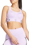 Adidas By Stella Mccartney Truepace High Support Sports Bra In Purple Glow/ Dove Grey