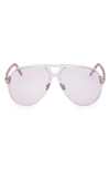 Tom Ford Bertrand 64mm Gradient Oversize Pilot Sunglasses In Shiny Lilac / Lilac