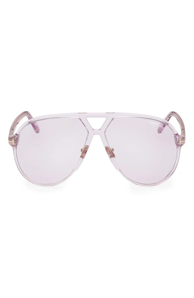 Tom Ford Bertrand 64mm Gradient Oversize Pilot Sunglasses In Shiny Lilac / Lilac