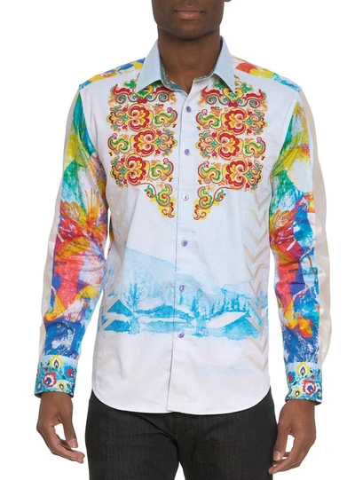 Robert Graham The Alps Limited Edition Cotton Embroidered Classic Fit Button Down Shirt In White