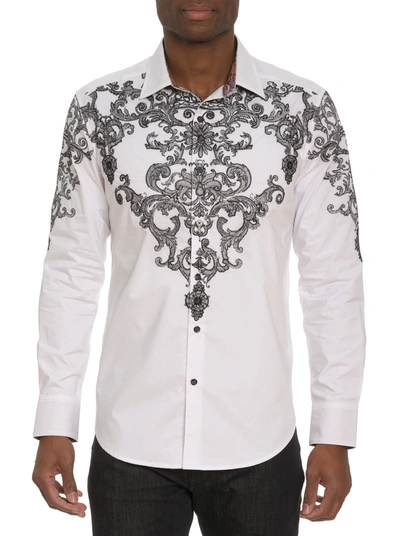 Robert Graham The Fine Filigree Limited Edition Cotton Embroidered Classic Fit Button Down Shirt In White