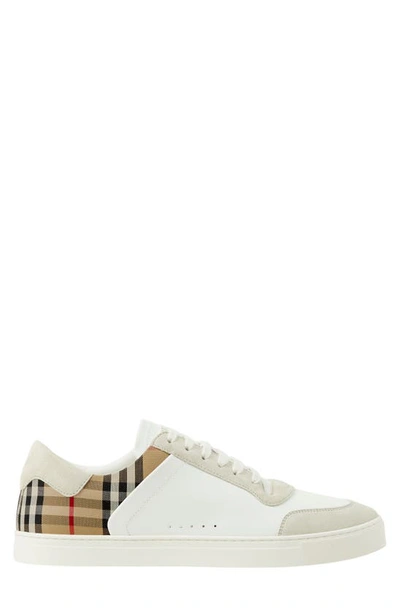 BURBERRY STEVIE LEATHER & CANVAS CHECK SNEAKER