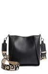 Stella Mccartney Perforated Logo Mini Faux Leather Crossbody Bag In Black