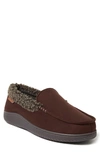 Dearfoams Alexander Faux Shearling Moccasin Slipper In Coffee