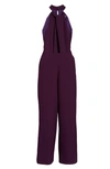 Julia Jordan Sleeveless Twisted Halter Wide Leg Jumpsuit In Plum 2