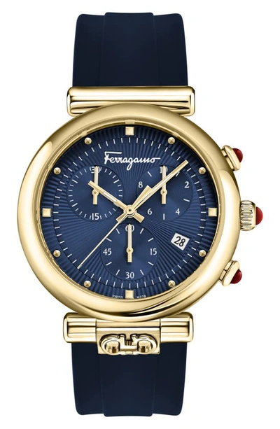 FERRAGAMO FERRAGAMO ORA SILICONE STRAP WATCH, 40MM