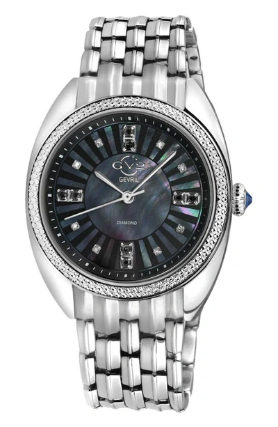 Gv2 Palermo Black Mother Of Pearl Dial Diamond Bracelet Watch, 35mm In Silver