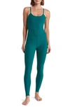 Beyond Yoga Uplevel Space Dye Midi Jumpsuit In Lunar Teal Heather