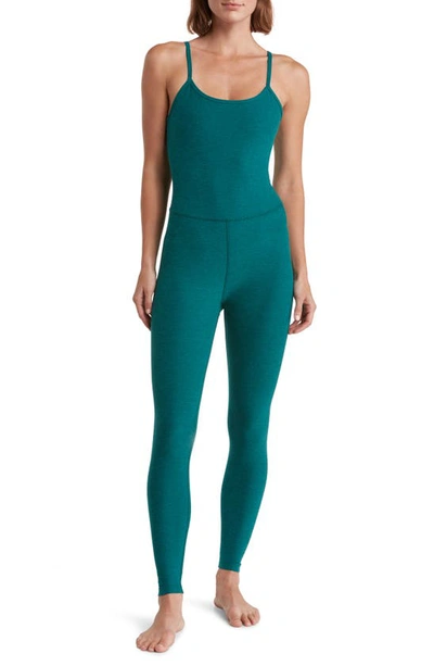 Beyond Yoga Uplevel Space Dye Midi Jumpsuit In Lunar Teal Heather