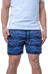 Maceoo Swim Lion Purple Texture Swim Trunks In Black