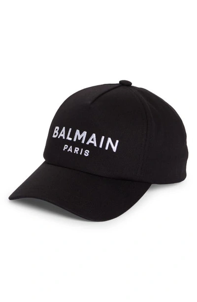 Balmain Embroidered Logo Cotton Twill Baseball Cap In Black