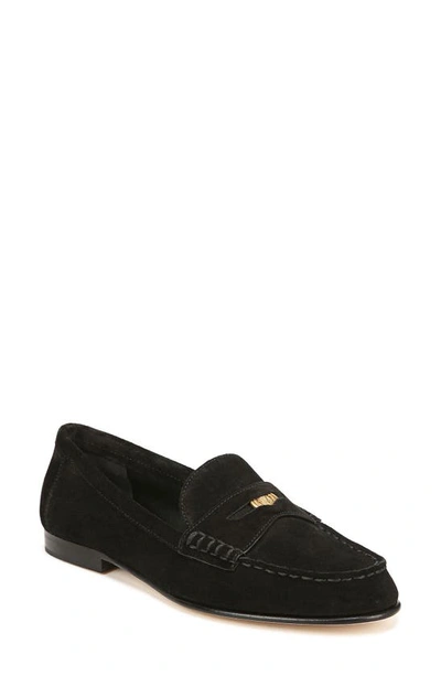 Veronica Beard Suede Coin Penny Loafers In Black