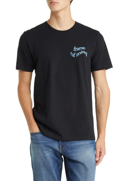 Frame Cotton Slogan Print T-shirt In Black