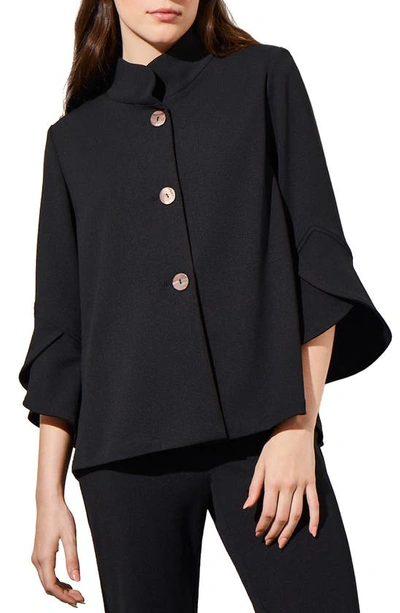 Ming Wang Bell Sleeve Trapeze Jacket In Black