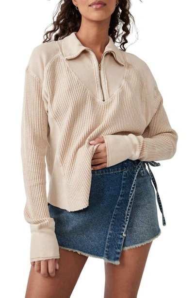 Free People Ashton Half Zip Thermal Top In Sand