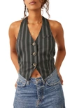 Free People Dakota Stripe Halter Vest In Charcoal Combo
