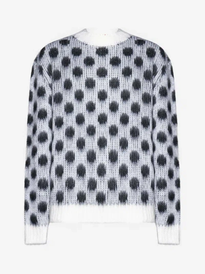 Marni Polka-dot Crewneck Jumper In White,black