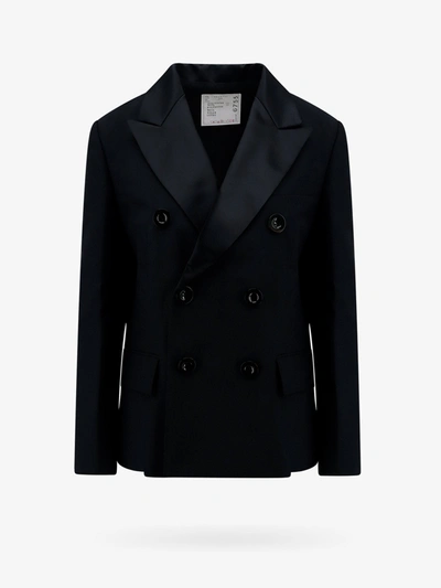 Sacai Blazer Pleated In Black