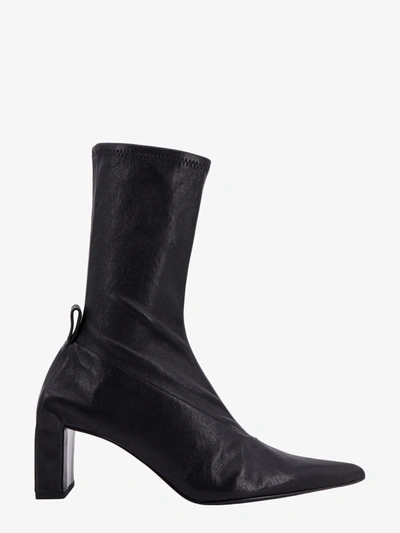 Jil Sander Stretch Leather Glove Ankle Boots In Black
